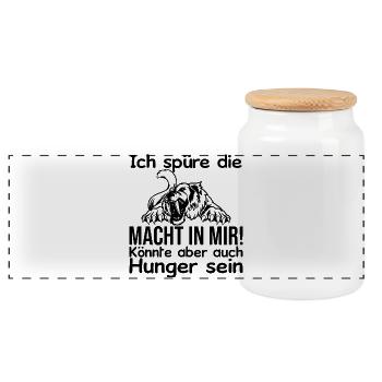 I feel power inside me or is it hunger - Panoramic Cookie Jar with Wooden Lid - white - Front