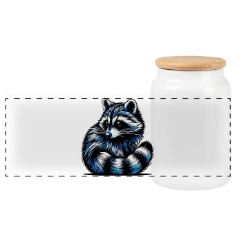 Raton laveur - Boîte à biscuits avec couvercle en bois - blanc - Devant
