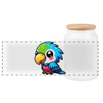 Parrot - Panoramic Cookie Jar with Wooden Lid - white - Front