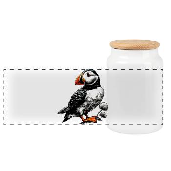 Puffin - Panoramic Cookie Jar with Wooden Lid - white - Front