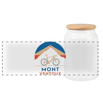 Mont Ventoux mit dem Fahrrad - Panorama Keksdose mit Holzdeckel - Weiß - Vorne