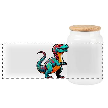 Dinosaure - Boîte à biscuits avec couvercle en bois - blanc - Devant