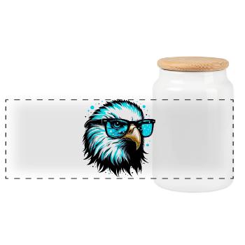 Aigle - Boîte à biscuits avec couvercle en bois - blanc - Devant
