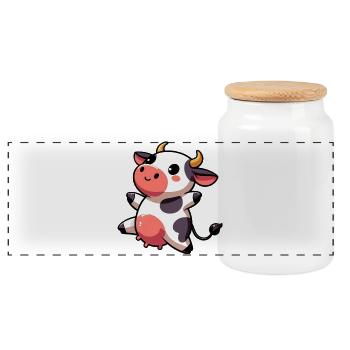 Vache - Boîte à biscuits avec couvercle en bois - blanc - Devant