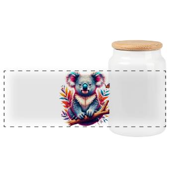 Koala - Panoramic Cookie Jar with Wooden Lid - white - Front