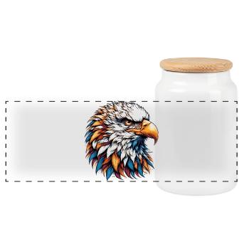 Aigle - Boîte à biscuits avec couvercle en bois - blanc - Devant
