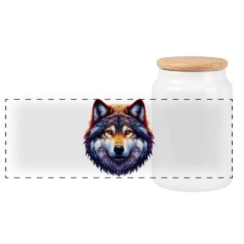 Wolf - Panorama Keksdose mit Holzdeckel - Weiß - Vorne