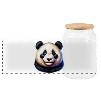 Panda - Panorama Keksdose mit Holzdeckel - Weiß - Vorne