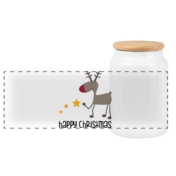 Joyeux Noël - Boîte à biscuits avec couvercle en bois - blanc - Devant