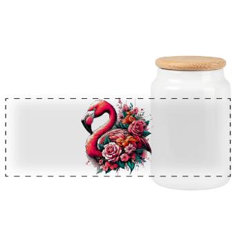 Flamant - Boîte à biscuits avec couvercle en bois - blanc - Devant
