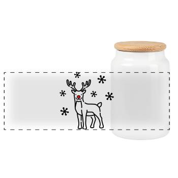 Cerf de Noël Renne - Boîte à biscuits avec couvercle en bois - blanc - Devant