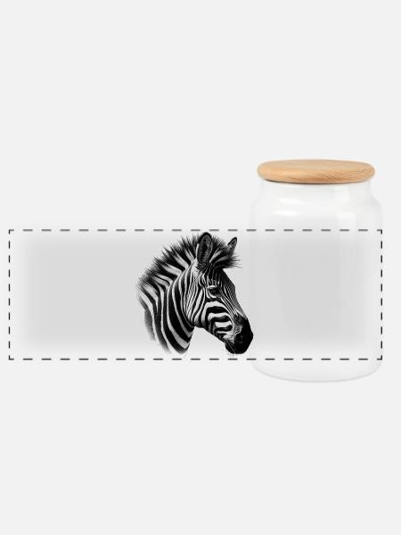 Zebra - Panorama Keksdose mit Holzdeckel - Weiß