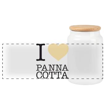 I LOVE PANNA COTTA - Panoramic Cookie Jar with Wooden Lid - white - Front