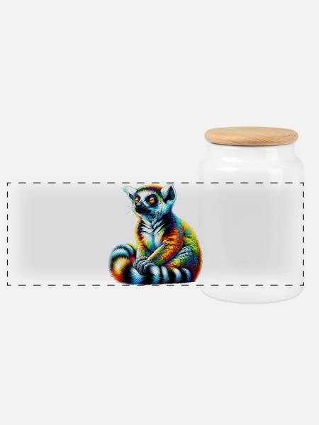 Lemur - Panorama Keksdose mit Holzdeckel - Weiß