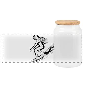 Surfeuse Fille - Boîte à biscuits avec couvercle en bois - blanc - Devant
