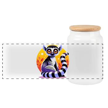 Lémurien - Boîte à biscuits avec couvercle en bois - blanc - Devant