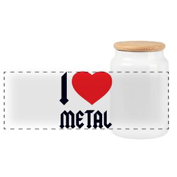 I LOVE METAL - Panoramic Cookie Jar with Wooden Lid - white - Front