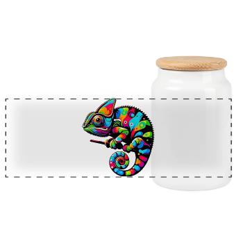 Caméléon - Boîte à biscuits avec couvercle en bois - blanc - Devant