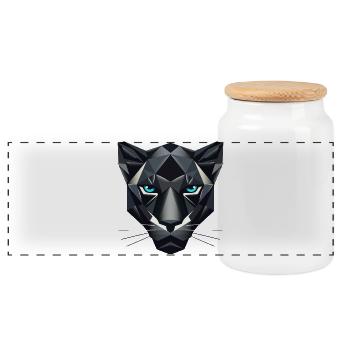 Geometrischer schwarzer Panther–Kraft und Eleganz - Panorama Keksdose mit Holzdeckel - Weiß - Vorne
