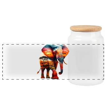 Éléphant - Boîte à biscuits avec couvercle en bois - blanc - Devant