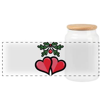 Coeurs de gui romantiques - Boîte à biscuits avec couvercle en bois - blanc - Devant