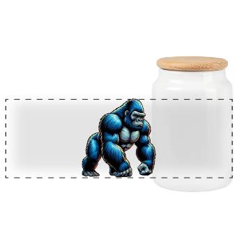 Gorilla - Panorama Keksdose mit Holzdeckel - Weiß - Vorne