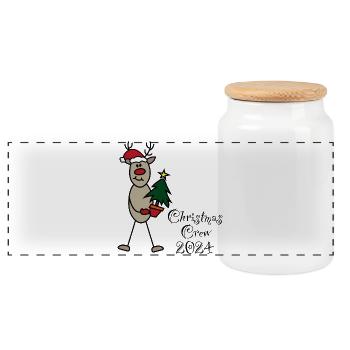 Christmas Crew 2024 - Panorama Keksdose mit Holzdeckel - Weiß - Vorne