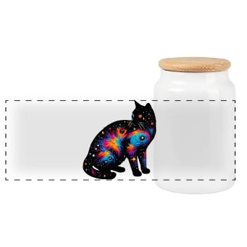 Chat - Boîte à biscuits avec couvercle en bois - blanc - Devant