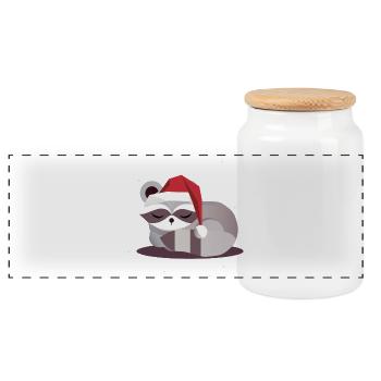 Père Noël laveur endormi – Design de Noël - Boîte à biscuits avec couvercle en bois - blanc - Devant