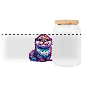 Loutre - Boîte à biscuits avec couvercle en bois - blanc - Devant