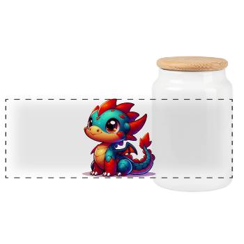 Drache - Panorama Keksdose mit Holzdeckel - Weiß - Vorne