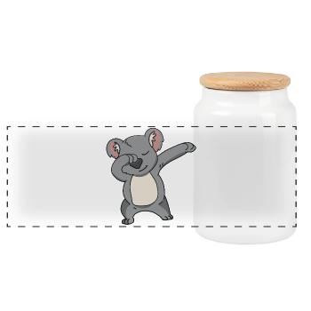 Dabbing Koala - Panoramic Cookie Jar with Wooden Lid - white - Front