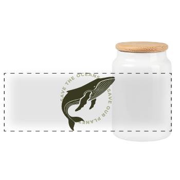 Buckelwal: Save the Whales, Save the Ocean - Panorama Keksdose mit Holzdeckel - Weiß - Vorne