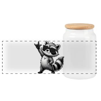 raton laveur avec pose de roche raton laveur musicien de musique rock - Boîte à biscuits avec couvercle en bois - blanc - Devant