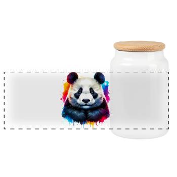 Panda - Panorama Keksdose mit Holzdeckel - Weiß - Vorne
