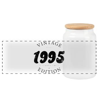 Jahrgangs-Ausgabe 1995 - Panorama Keksdose mit Holzdeckel - Weiß - Vorne