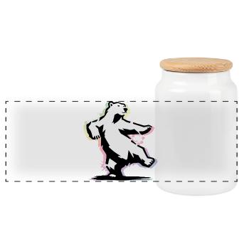 Tanzender Eisbär im Stencil-Stil - Panorama Keksdose mit Holzdeckel - Weiß - Vorne