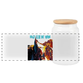 Aiguille du Midi - Panoramic Cookie Jar with Wooden Lid - white - Front
