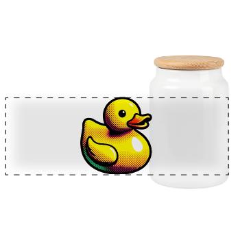 Caneton Canard Canard Canard - Boîte à biscuits avec couvercle en bois - blanc - Devant