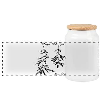 Mistelzweig Weihnachten - Panorama Keksdose mit Holzdeckel - Weiß - Vorne