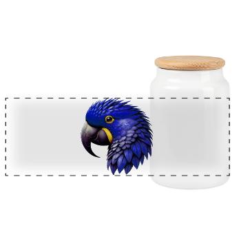 Parrot - Panoramic Cookie Jar with Wooden Lid - white - Front