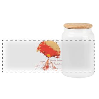 Railway Illustration - Panoramic Cookie Jar with Wooden Lid - white - Front