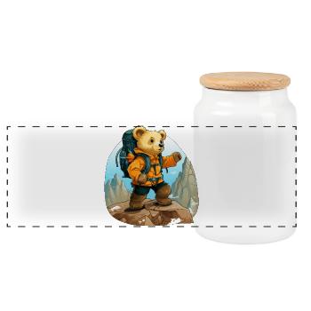 Ours Alpinistes / Randonnée Ours - Boîte à biscuits avec couvercle en bois - blanc - Devant