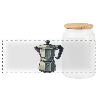 Espresso pot - Panoramic Cookie Jar with Wooden Lid - white - Front