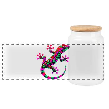 Gecko - Boîte à biscuits avec couvercle en bois - blanc - Devant