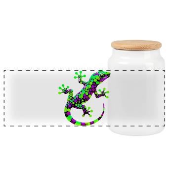 Gecko - Boîte à biscuits avec couvercle en bois - blanc - Devant