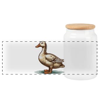 Canard - Boîte à biscuits avec couvercle en bois - blanc - Devant