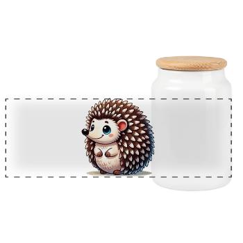Hérisson - Boîte à biscuits avec couvercle en bois - blanc - Devant