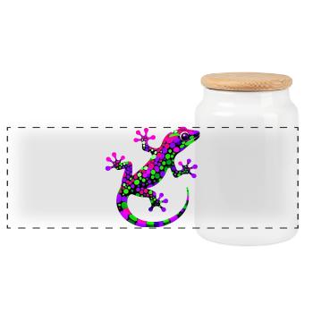 Gecko - Boîte à biscuits avec couvercle en bois - blanc - Devant