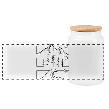 UntitledDesign - Panoramic Cookie Jar with Wooden Lid - white - Front